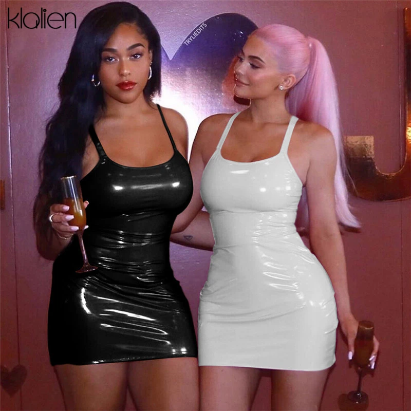 Kalien сексуальное однотонное облегающее платье элегантное женское без рукавов с