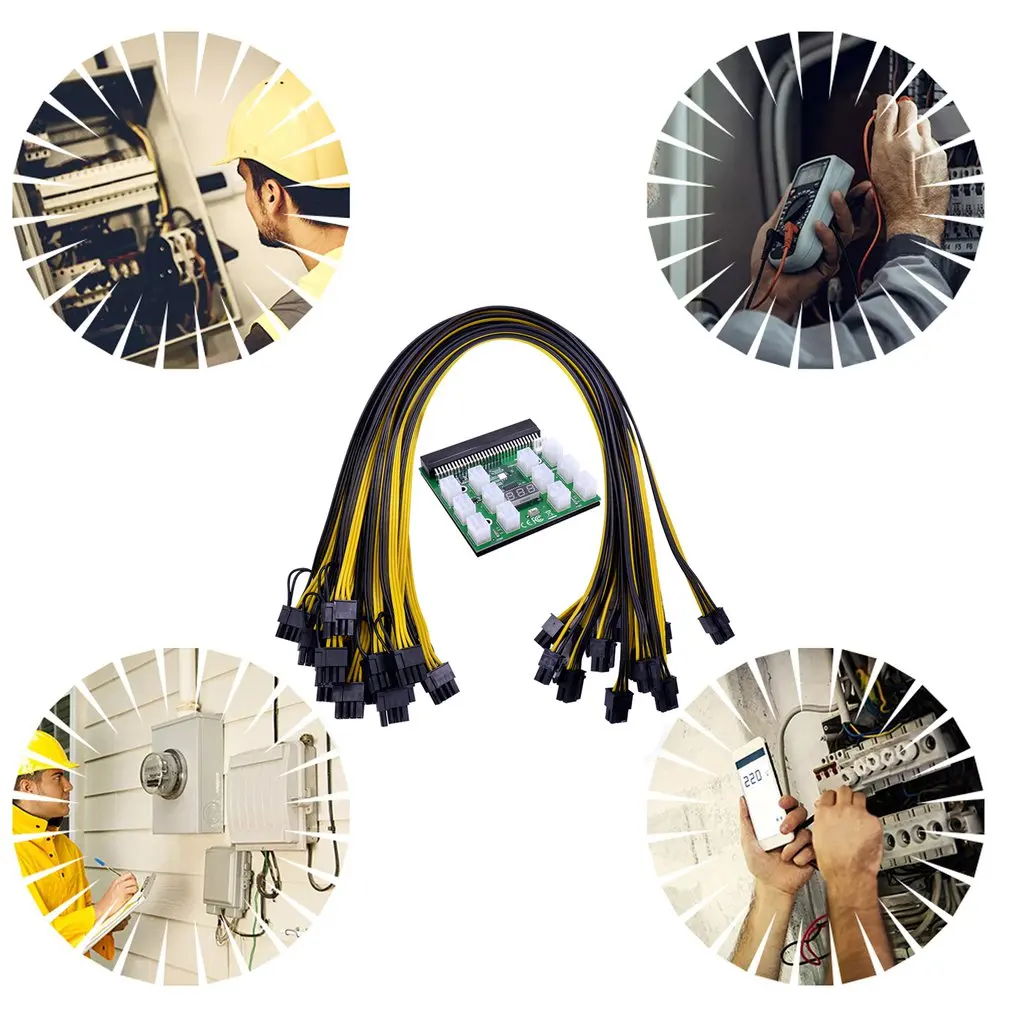

Power Module Board Kits With 12Pcs 6Pin To 6 + 2 8Pin Power Cable For 1200W 750W PSU GPU Mining Ethereum