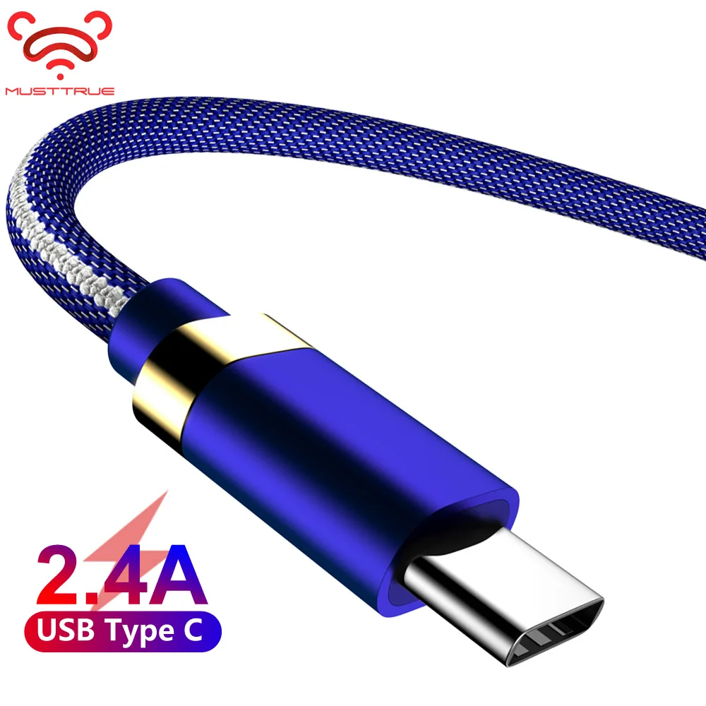 MUSTTRUE 2.4A 1 м usb type C кабель для huawei xiaomi redmi note 8 c USB передачи данных samsung a50 USBC зарядного