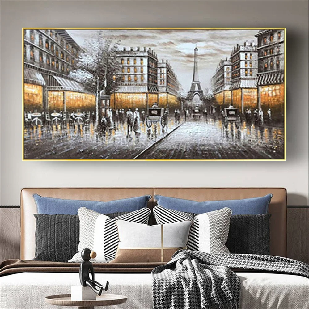 

100% Handmade European Landmarks Oil Painting Paris Wall Art Poster Mural Retro Home Office Live Decor Picture On Canvas Drawing