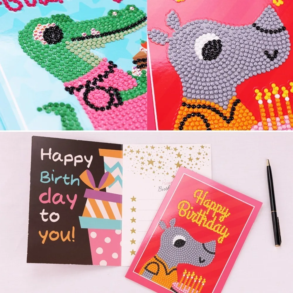 EverShine DIY Diamond Painting Birthday Cards Postcard Cartoon Embroidery Full Display Children's Handmade Gift|Алмазная мозаика и