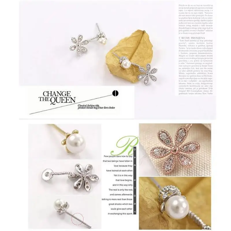 X женские серьги-гвоздики из сплава маленькие золотые серебряные жемчужные с