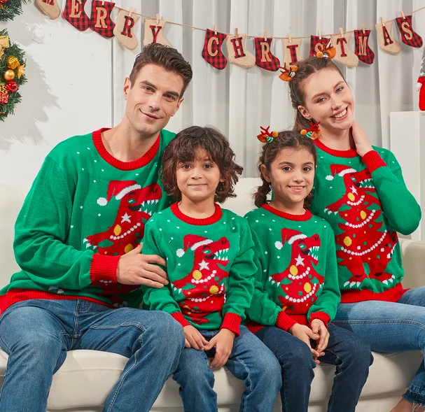 

Christmas Family Matching Sweater Set Knitwear Long Sleeve O Neck Thick Casual Pullover Tops Xmas Adults Kids Outfit Family Look