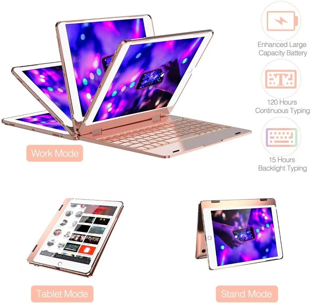 360 Вращающийся Ультратонкий чехол для смарт-клавиатуры для 9,7 iPad, чехол для клавиатуры для iPad Pro 9,7, для iPad Air 2 Air 1,7 цвет с подсветкой
