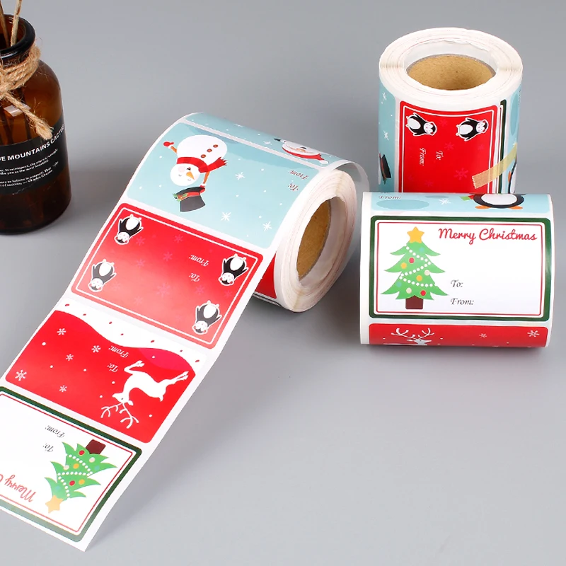 

300pcs/Roll merry Christmas stickers Gift Name Tags XMAS Stickers Present Seal Labels Christmas Decals Gift Package