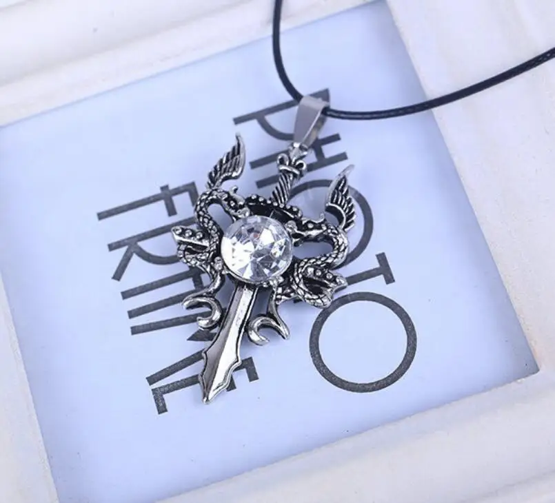 

Stainless Steel Dragon Necklace Double Dragon Retro Men's Hegemony Trend Men's Inlay Red and White Crystal Pendant Jewelry