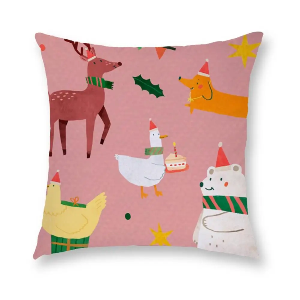 

45x45cm Christmas Xmas Printed Polyester Cushion Cover Pillow Case Home Sofa Decoration