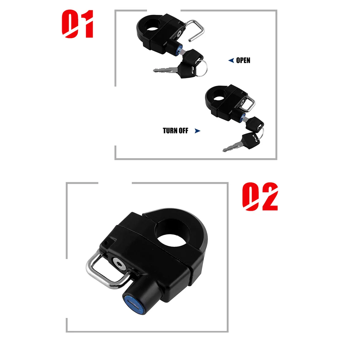 

Universal 25mm Handlebars Helmet Lock Key Padlock Accessories For HARLEY-DAVIDSON XL 883 1200 1997-2017 2015 2016