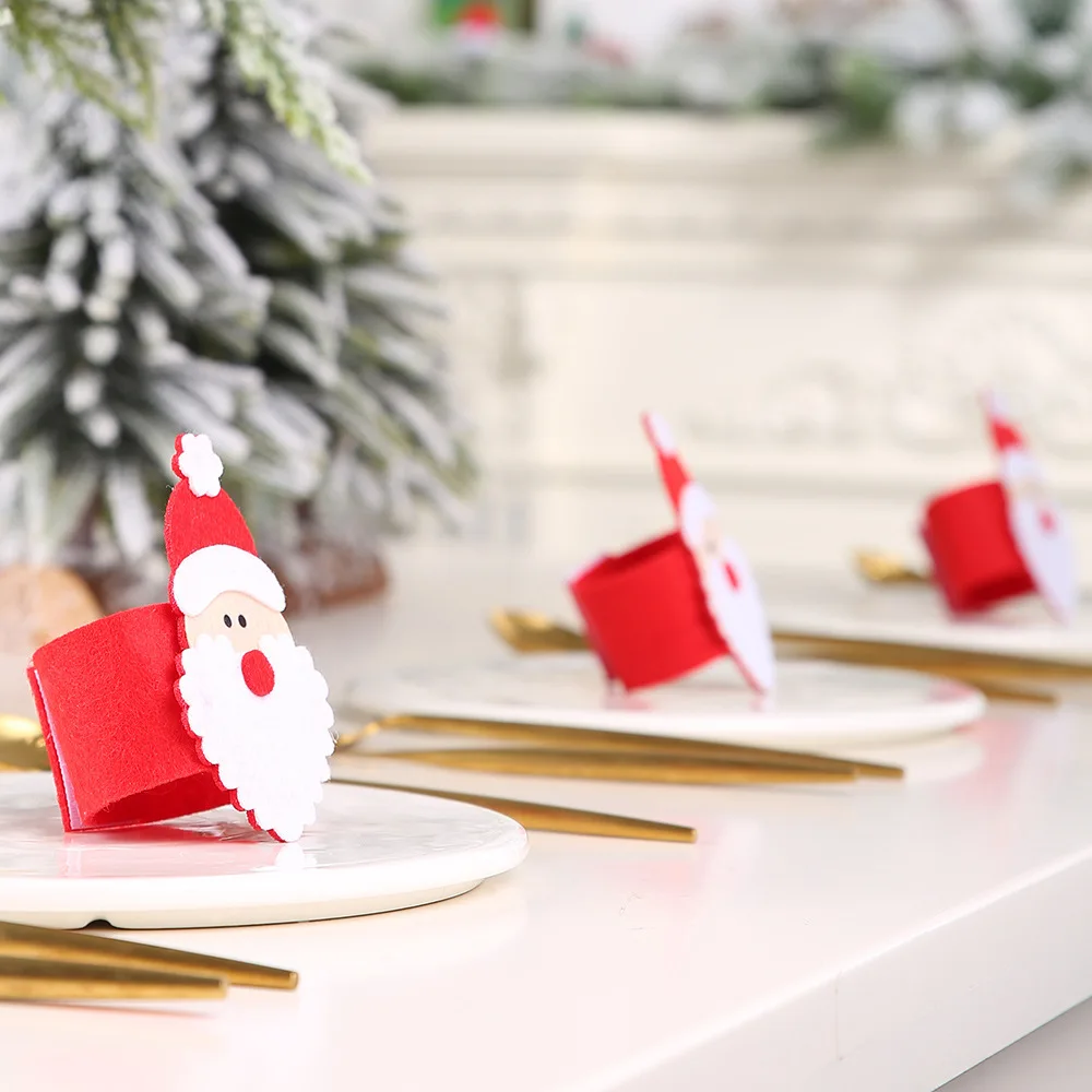 

New Santa Claus Napkin Ring Xmas Towel Holder Circles Christmas Dinner Party Table Decor Xmas Home Decoration