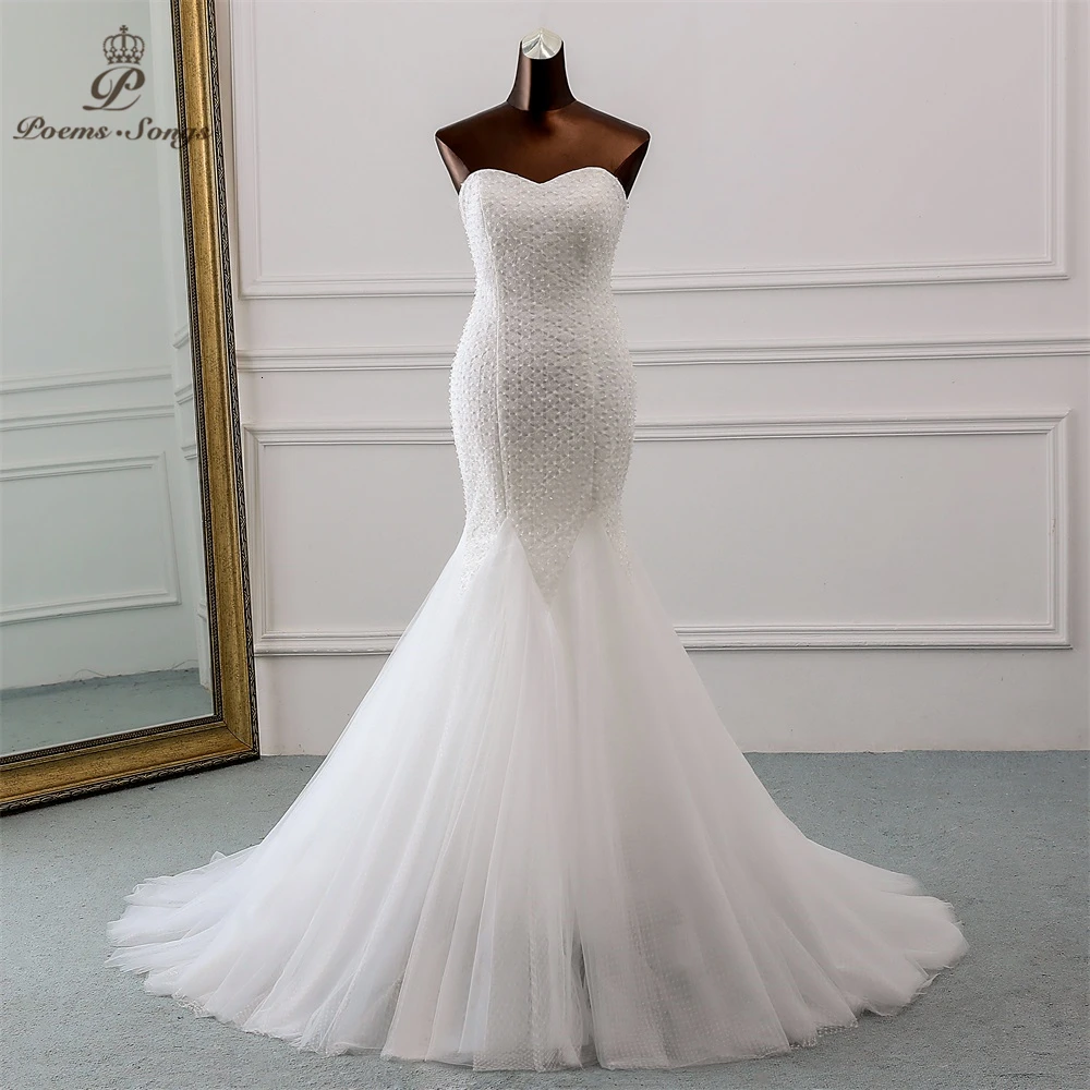 PoemsSongs Новое роскошное кружевное свадебное платье robe mariage Vestido de noiva Свадебные платья Русалка robe de mariee