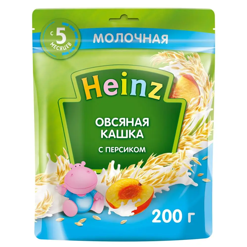 Каша молочная Heinz овсяная с персиком 200 г 5 месяцев | Мать и ребенок