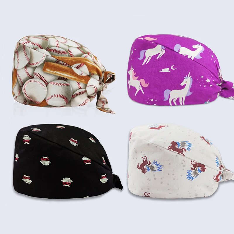 

Шапка с принтом для профессионального салона красоты, шапки для медицинских работников, шапка для работы, лабораторная шапка, шапки из 100% хл...