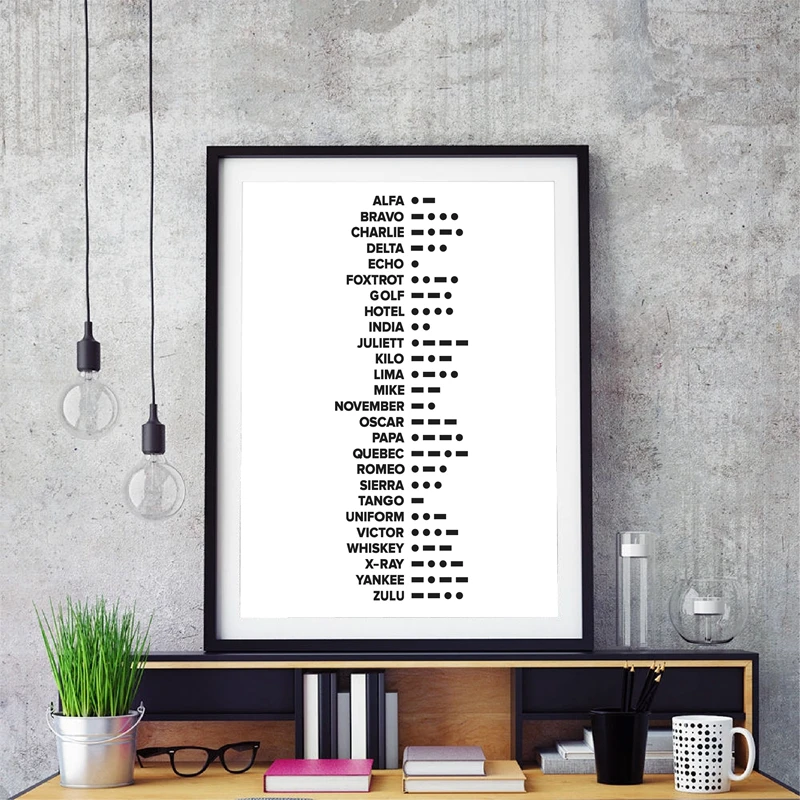 

Phonetic Spelling Canvas Painting Morse Code Wall Art Alphabet Prints Poster NATO ICAO Minimalist Wall Picture Home Room Decor