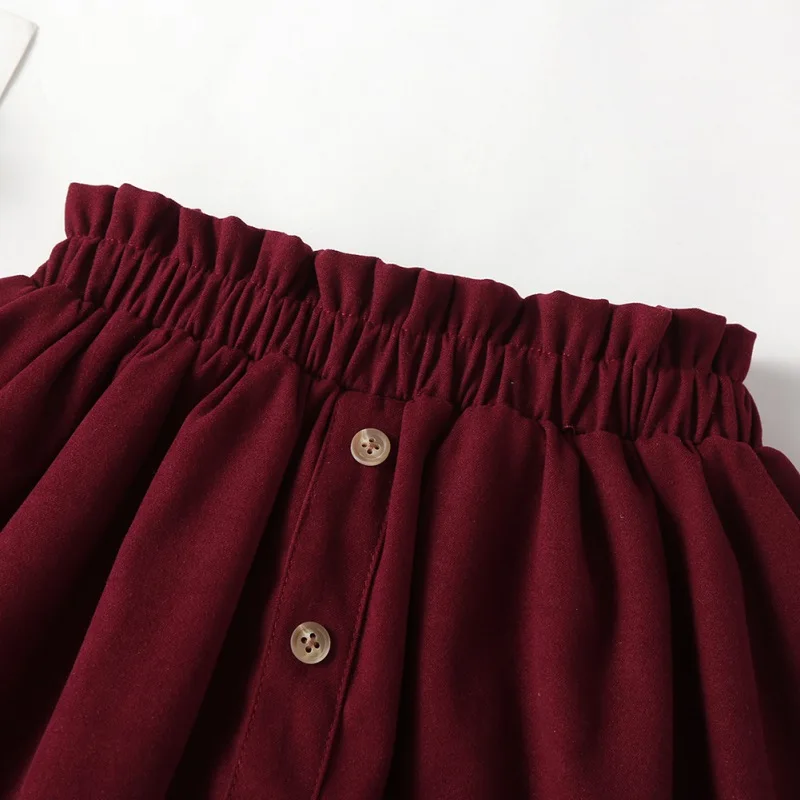 Новинка 2020 года модная Однотонная юбка для маленьких девочек на пуговицах