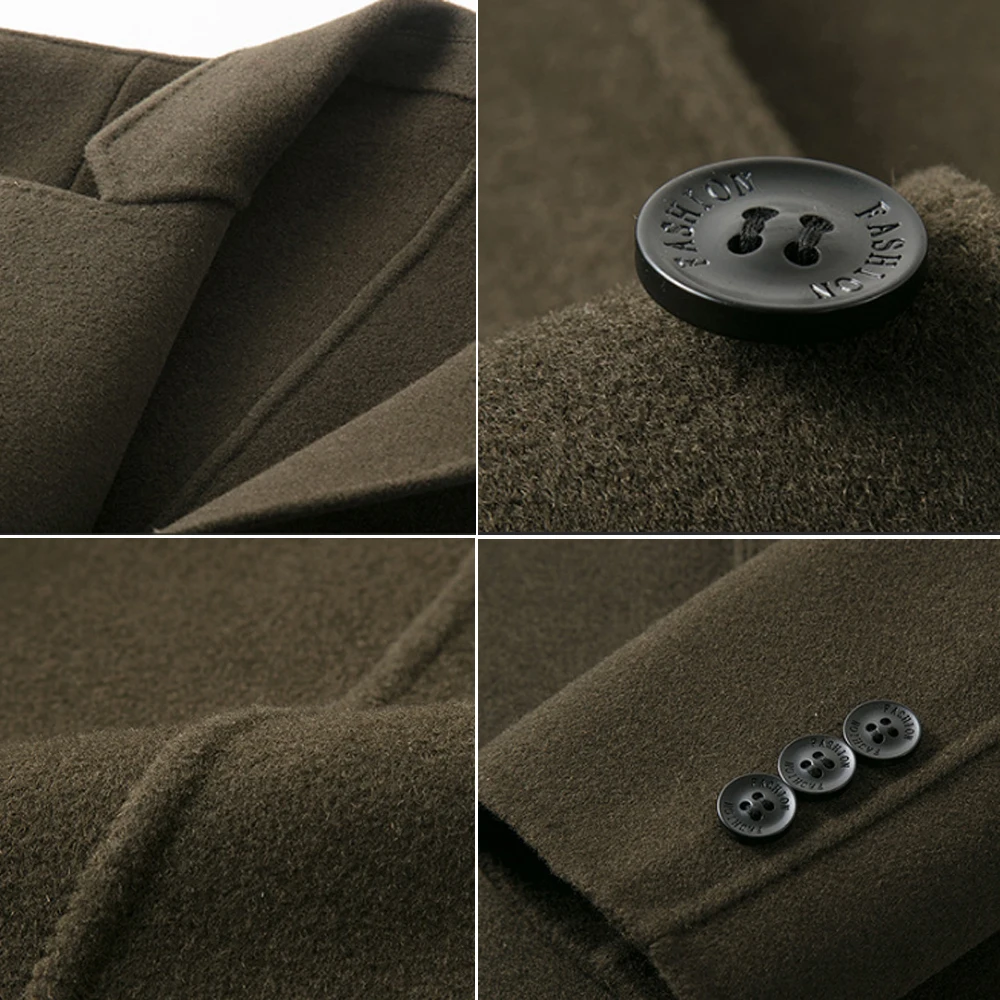 

Double-sided Coat Men Cashmere Wool Coat Winter Casual Solid Color Mens Wool Long Coats #29229