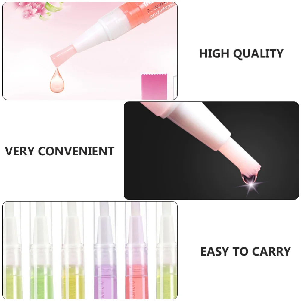 

6Pcs Nail Essential Oil Hangnail Revitalizer Oil with Brush Tip (Mixed Style)