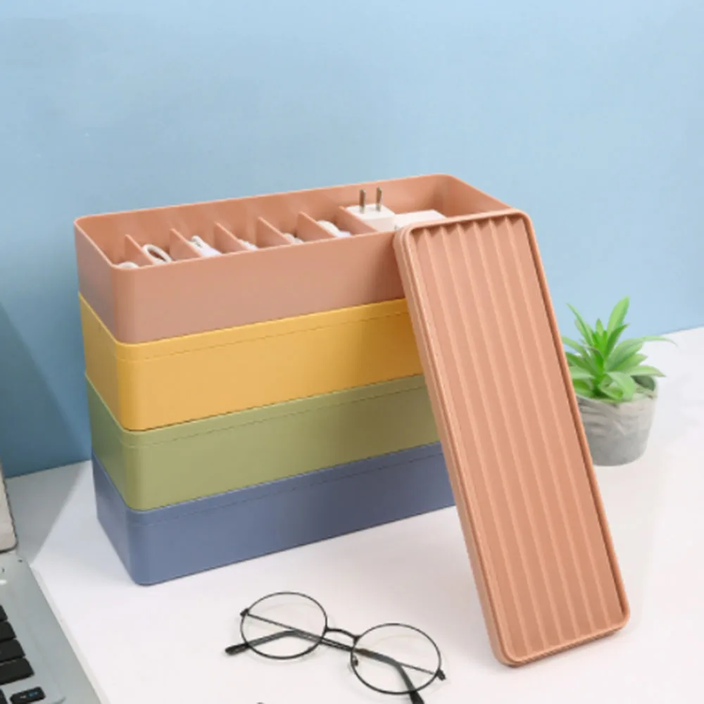 Desktop Data Cable Separation Storage Box Mobile Phone Charging Earphone Power Cord Sorting And Fixing with lid1 | Дом и сад