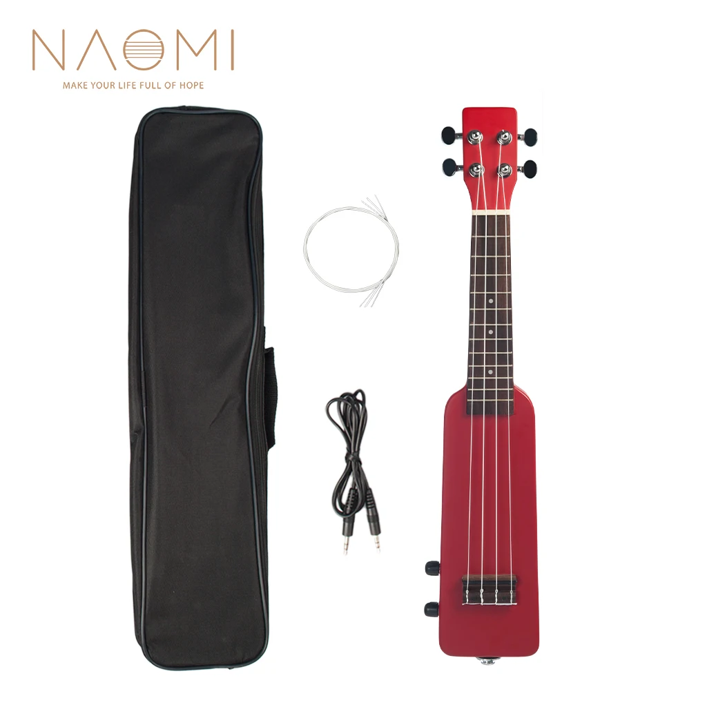 NAOMI 21 ''23'' электрический набор укулеле Радуга Ukelele W/3,5 мм и 6,35 мм выходы дополнительная струна укулеле сумка комплект для начинающих/студентов - Цвет: RED