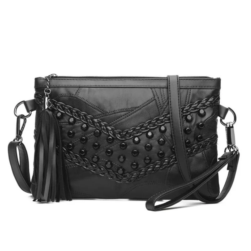 

Retro Rivet Envelope Shoulder Bags for Women Small Messenger Bag PU Leather Lady Pouch Bag Black bolsos mujer Purse