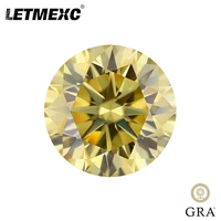 letmexc light yellow moissanite loose stone lab diamond gemstone vvs1 excellent round cut for custom ring with gra report