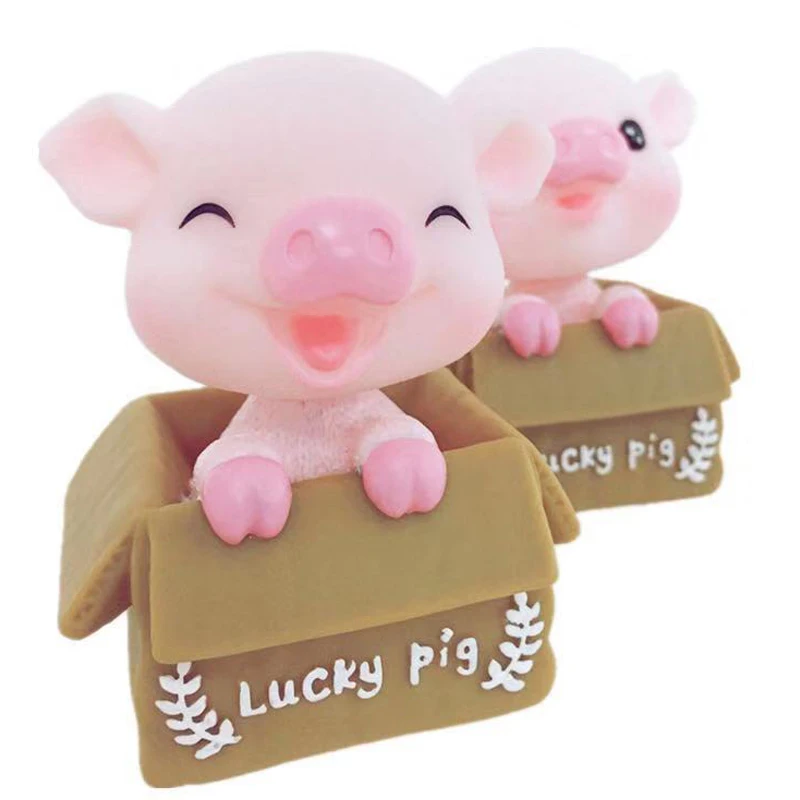 Интерьер автомобиля милый ПВХ встряхнуть головой счастливый поросенок кукла