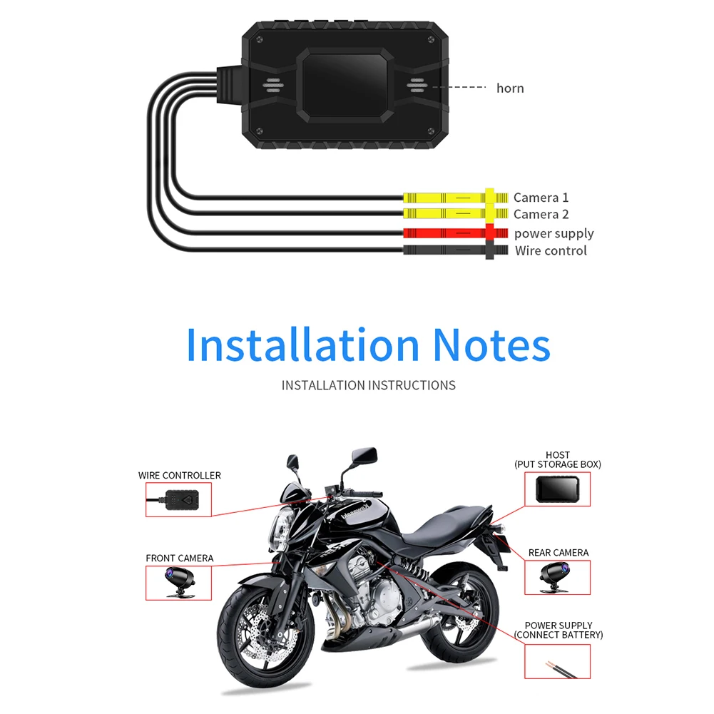 

IPS Screen Motorcycle DVR Universal Driving Recorder Easy Install Dash Cam Video Waterproof HD 1080P ABS USB Dual Lens