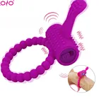 OLO, силиконовые Вибрирующие Кольца для пениса для мужчин, задержка эякуляции, взрослые игрушки для мужчин, Эротические товары, встроенные батарейки