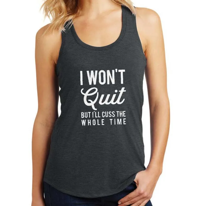 Жилет I wont QUIT, но I'll cuss майка для тренировок Good Vibes, летняя Высококачественная модная забавная Повседневная футболка без рукавов