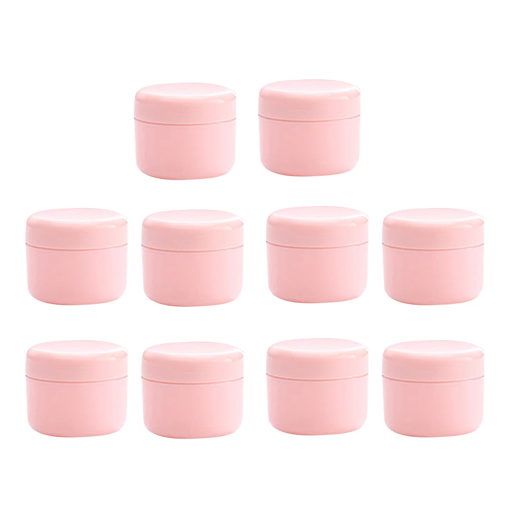 

10pcs Plastic Round Plastic Makeup Lotion Cream Emulsion Powder Gel Lip Balm Jar