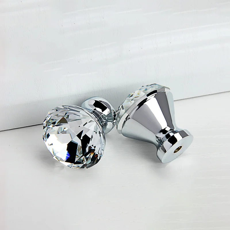 Simple Crystal Handle K9 and Knob Drawer Door Single Hole Pull Inlaid Wardrobe Pull|Ручки шкафа| |