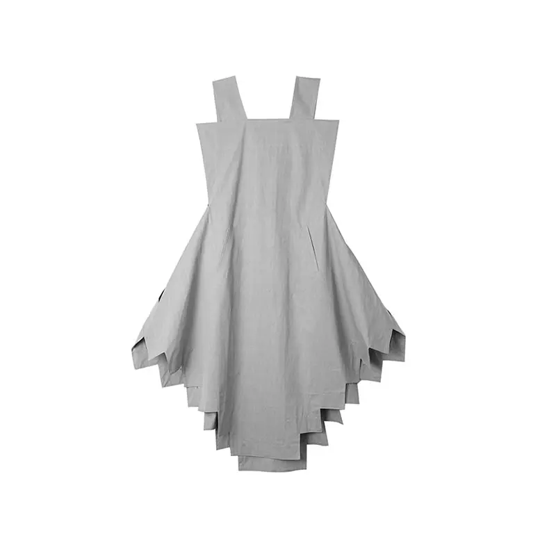 

XITAO Solid Color Suspenders Dress Irregular Hem Simplicity Loose Women Casual Temperament All-match 2021 Fashion WMD0818