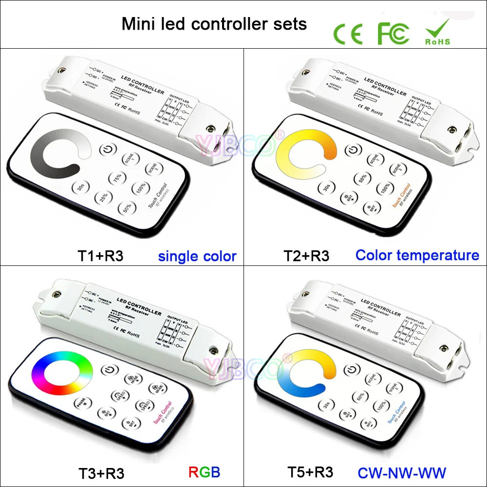 Bincolor mini RF беспроводной пульт дистанционного управления Затемнением/CCT/RGB/CW NW WW