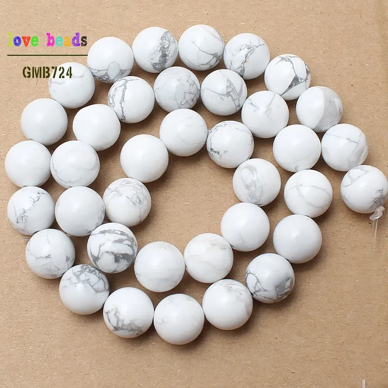Howlite 4/6/8/10/12 мм с украшением в виде кристаллов Агаты бирюзой Aventurnes Unakites каменные бусины для изготовления ювелирных изделий 15 дюймов "сделай сам" для изготовления Браслеты - Цвет: Howlite