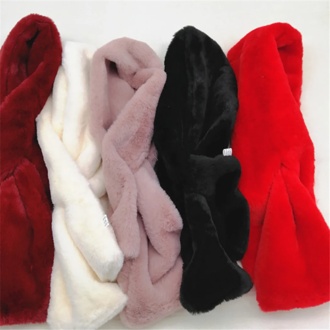 1 шт. женский шарф крест сплошной цвет искусственный мех воротник шею теплый |