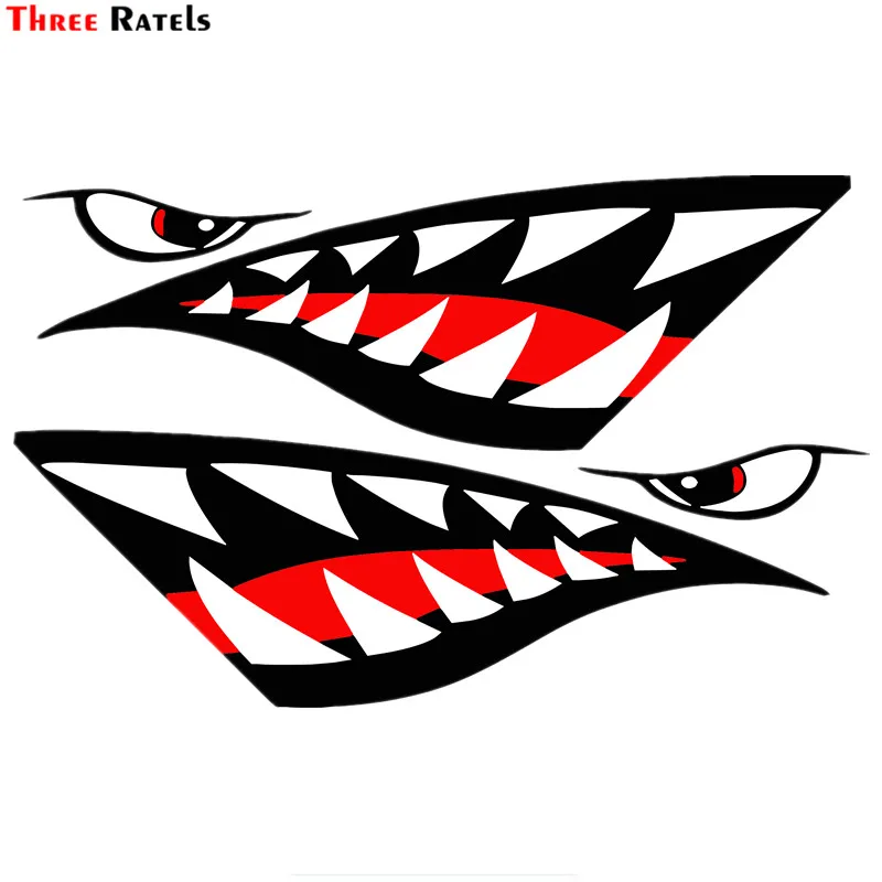 

Наклейка для автомобиля Three Ratels F73, водостойкая, с изображением акулы, зубов, мотоцикла