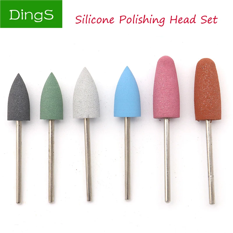 6 шт./компл. резиновые искусства ногтя сверла Шлифовальная головка шлифовальный