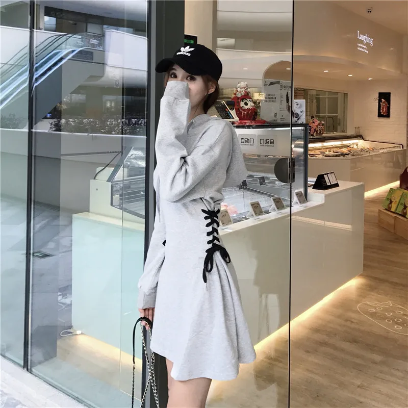 Осенний спортивный костюм на шнуровке с регулируемой завязкой и бантом талии