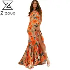 Z-ZOUX женское платье без рукавов с вырезом-Установленный с макси платья Разделение для девочек с пышной юбкой с цветочным рисунком вечерние платья размера плюс стильная женская обувь под платье