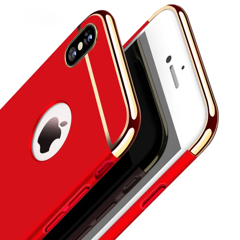 

Luxury Plating 3 in 1 Phone Case For iPhone X Xr Xs Max 8 7 6 6s Plus Case PC Hard Cover For iPhone 11 12 Pro Max 12 Mini Case