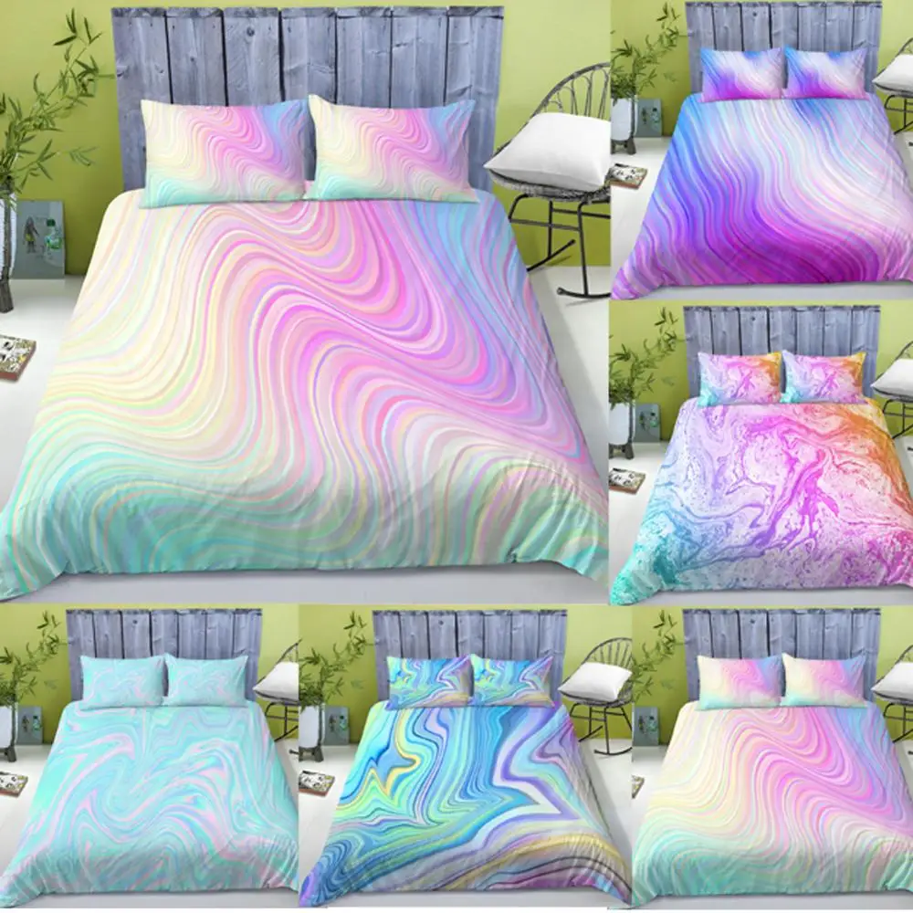 

Rainbow Marble Duvet Cover Set Marble Bedding Marble Abstract Art Quilt Cover Queen Bed Set Teens Kids Adult Bedding Set