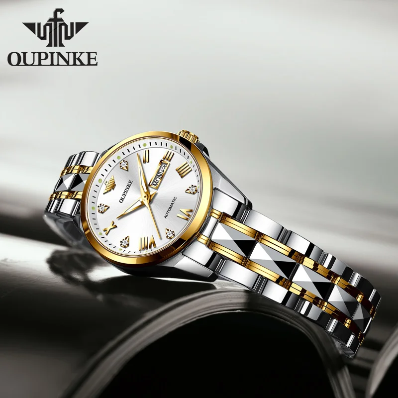 

OUPINKE Women Automatic Watch Retro Calendar Style Ladies Watches Luxury Brand Waterproof Fashion Classic Mechanical Wristwatch