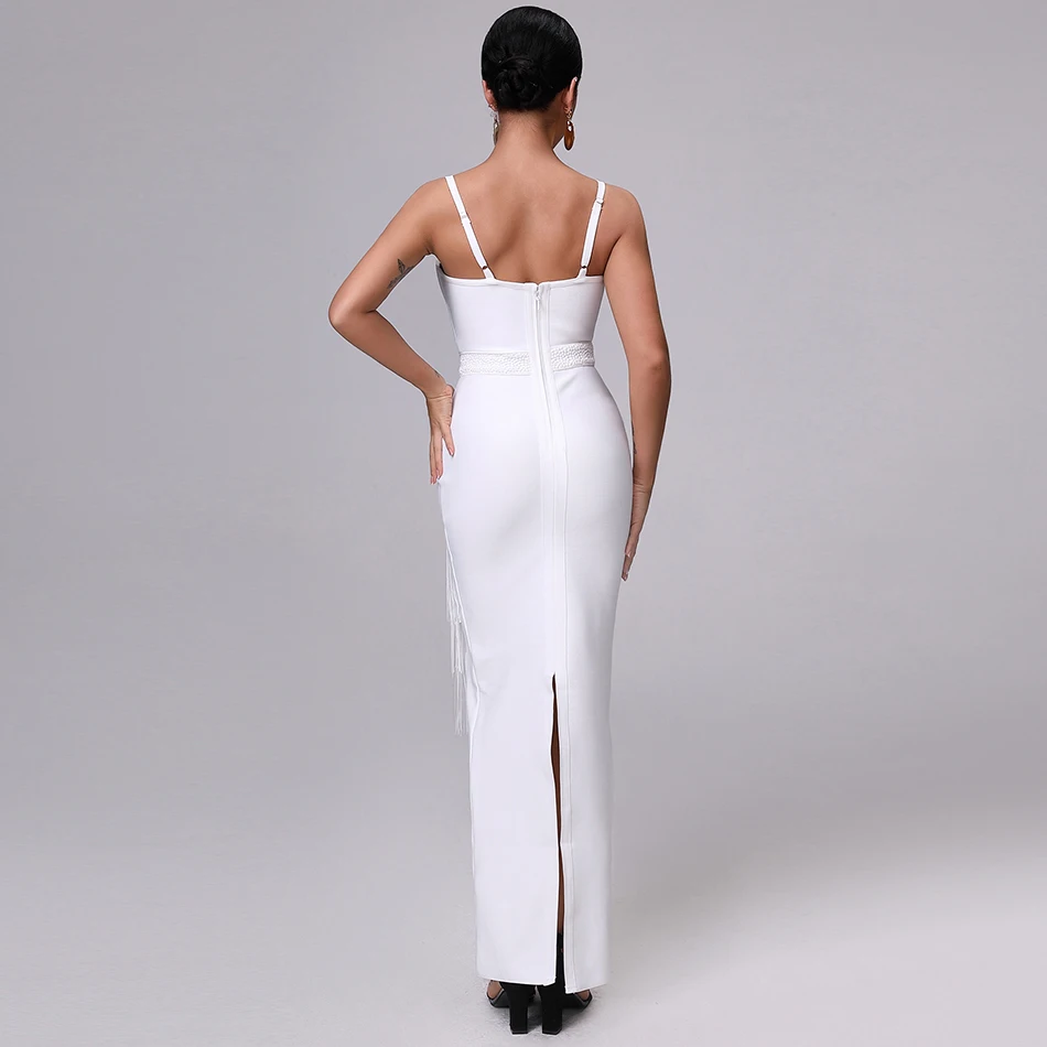 2020 новые летние женские без рукавов Бандажное платье с кисточками со стразами