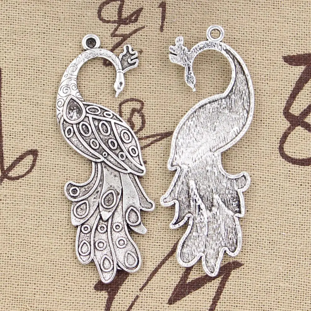 

5pcs Charms Peacock Phoenix 61x21mm Antique Silver Color Pendants DIY Necklace Crafts Making Findings Handmade Tibetan Jewelry