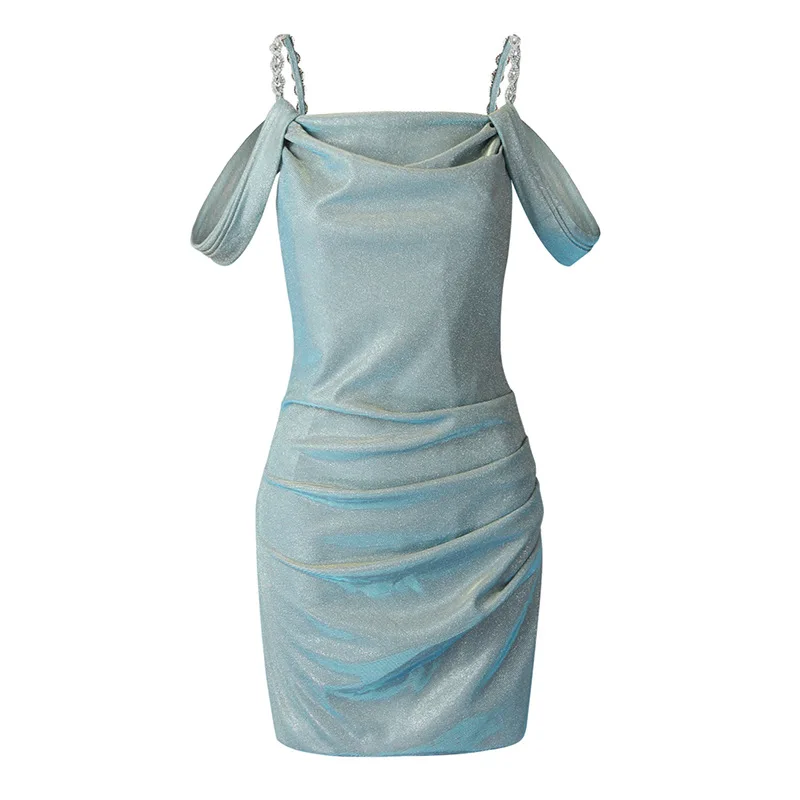 

Sexy Slim Lady Sleeveless Mini Dress Shinning Rhinestone Sling Party vestidos de mujer