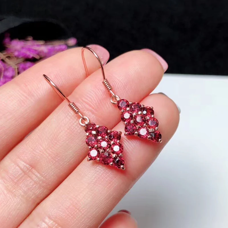 Ювелирные изделия colife натуральный гранат Висячие серьги для вечерние 18 шт. 925