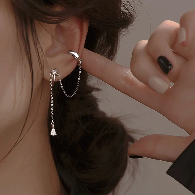 Серьги-Клипсы из настоящего стерлингового серебра 925 пробы с подвесками не