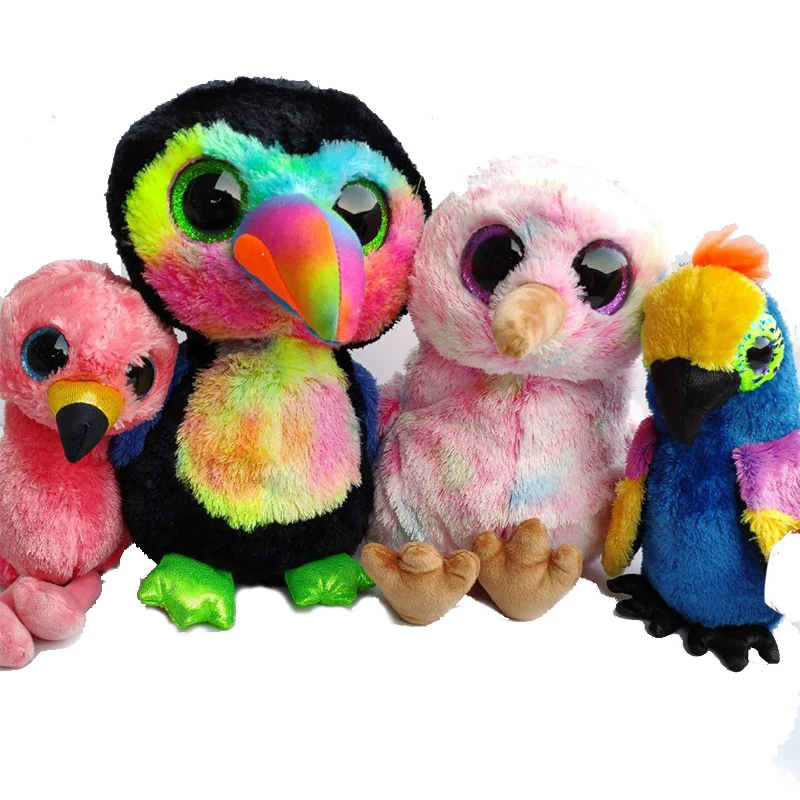 

Милые плюшевые игрушки TY Birds, тукан, фламинго, блестящие дети, милая кукла, подарок, мягкие животные, детские игрушки для девочек, мальчиков, п...
