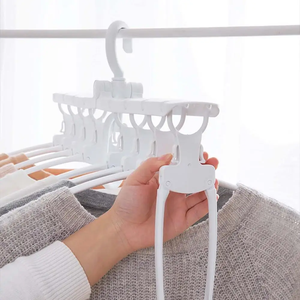 8 Heads Folding Multi-layer Hanger Plastic Multifunction Clothes Rack Household Space Saving Drying Wardrobe Organizer | Дом и сад