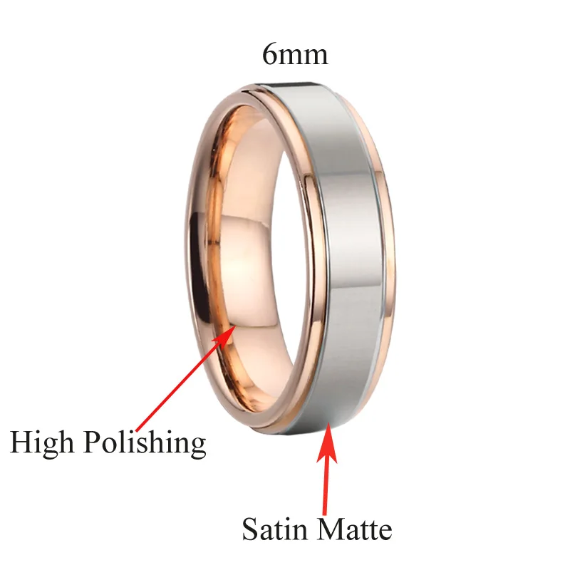 Кольцо из нержавеющей стали под розовое золото 6 мм | Украшения и аксессуары