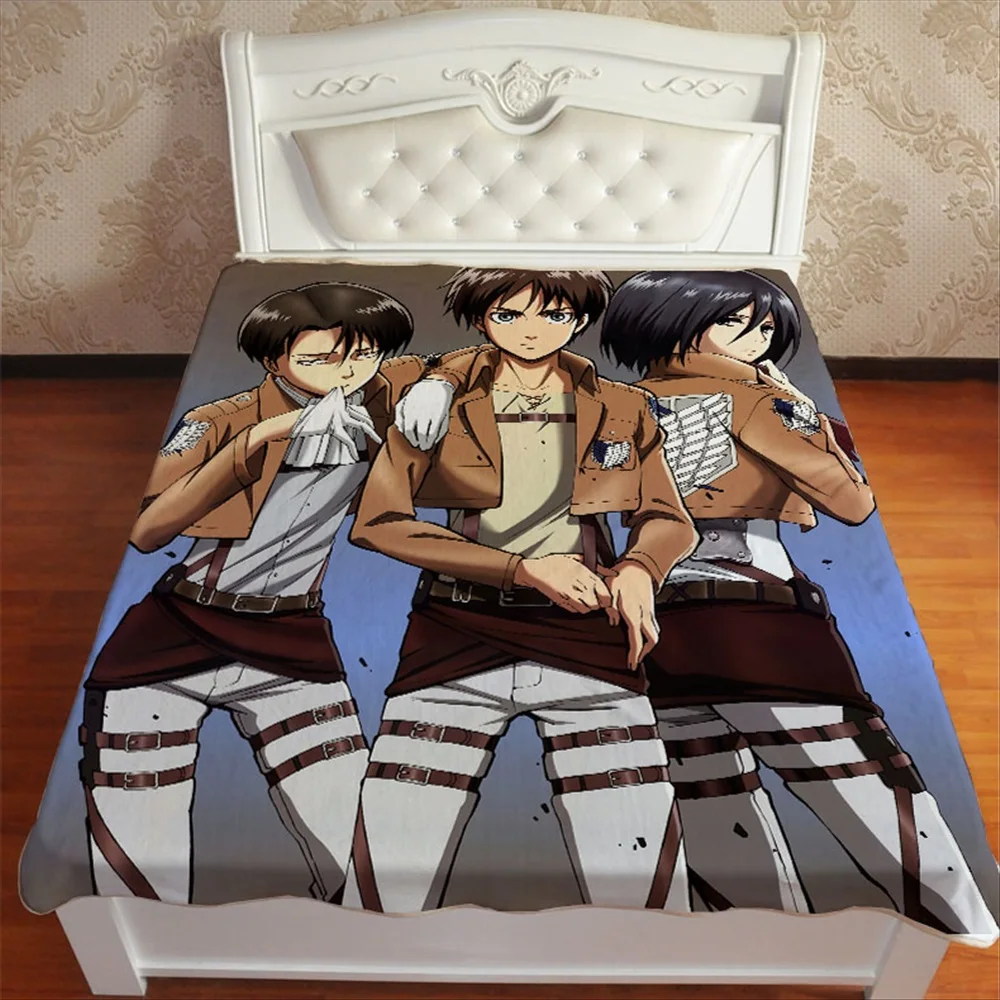 Аниме Манга Shingeki no Kyojin атака на Титанов пледы одеяло для кроватей постельное